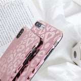 Fashion Glossy Love Heart Leopard Print Silicone Phone Case Back Cover for iPhone XS Max/XR/XS/X/8 Plus/8/7 Plus/7/6s Plus/6s/6 Plus/6 - halloladies