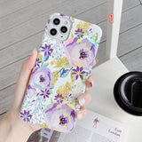 Laser Retro Flower Soft Phone Case Back Cover for iPhone 12 Pro Max/12 Pro/12/12 Mini/11 Pro Max/11 Pro/11/XS Max/XR/XS/X/8 Plus/8/7 Plus/7 - halloladies