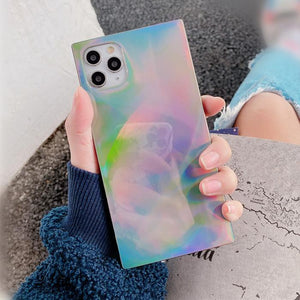 Laser Square Soft Phone Case Back Cover for iPhone 12 Pro Max/12 Pro/12/12 Mini/SE/11 Pro Max/11 Pro/11/XS Max/XR/XS/X/8 Plus/8 - halloladies