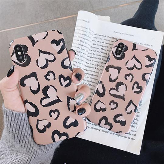 Fashion Cartoon Love Heart Leopard Print Soft Phone Case Back Cover for iPhone 11/11pro/11pro max/XS Max/XR/XS/X/8 Plus/8/7 Plus/7/6s Plus/6s/6 Plus/6 - halloladies