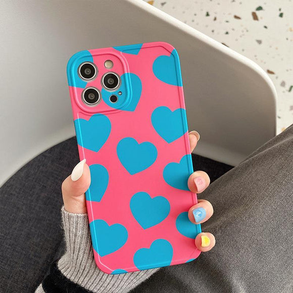 Love Heart Silicone Soft Phone Case Back Cover for iPhone 12 Pro Max/12 Pro/12/12 Mini/SE/11 Pro Max/11 Pro/11/XS Max/XR/XS/X/8 Plus/8