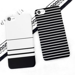 Ultra Thin Black White Stripes Hard PC Phone Case Back Cover for iPhone XS Max/XR/XS/X/8 Plus/8/7 Plus/7/6s Plus/6s/6 Plus/6 - halloladies