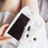 Cute 3D Cat Plush Fur Soft TPU Phone Case Back Cover for iPhone XS Max/XR/XS/X/8 Plus/8/7 Plus/7/6s Plus/6s/6 Plus/6 - halloladies