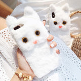 Cute 3D Cat Plush Fur Soft TPU Phone Case Back Cover for iPhone XS Max/XR/XS/X/8 Plus/8/7 Plus/7/6s Plus/6s/6 Plus/6 - halloladies
