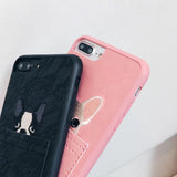 Lovely Pink Cartoon Bulldog Pocket Phone Case Back Cover - iPhone 11 Pro Max/11 Pro/11/XS Max/XR/XS/X/8 Plus/8/7 Plus/7/6s Plus/6s/6 Plus/6 - halloladies