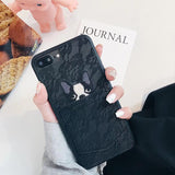 Lovely Pink Cartoon Bulldog Pocket Phone Case Back Cover - iPhone 11 Pro Max/11 Pro/11/XS Max/XR/XS/X/8 Plus/8/7 Plus/7/6s Plus/6s/6 Plus/6 - halloladies