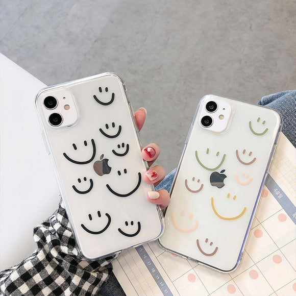 Lucky Smile Face Transparent Soft Phone Case Back Cover for iPhone 12 Pro Max/12 Pro/12/12 Mini/SE/11 Pro Max/11 Pro/11/XS Max/XR/XS/X/8 Plus/8 - halloladies