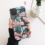 Luminous Flowers Leaves PC Phone Case Back Cover for iPhone 12 Pro Max/12 Pro/12/12 Mini/11 Pro Max/11 Pro/11/XS Max/XR/XS/X/8 Plus/8/7 Plus/7 - halloladies