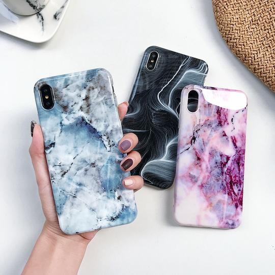 Luxury Color Marble Silicone Phone Case Back Cover for iPhone XS Max/XR/XS/X/8 Plus/8/7 Plus/7/6s Plus/6s/6 Plus/6 - halloladies