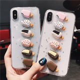3D Summer Ice Cream Glitter Phone Case Back Cover - iPhone 11 Pro Max/11 Pro/11/XS Max/XR/XS/X/8 Plus/8/7 Plus/7/6s Plus/6s/6 Plus/6 - halloladies