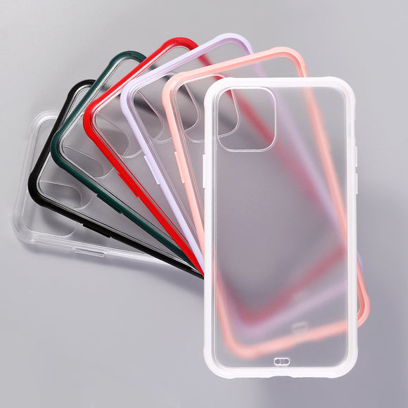 Candy Color Edge Matte Transparent Hard Acrylic Phone Case Back Cover for iPhone 12 Pro Max/12 Pro/12/12 Mini/SE/11 Pro Max/11 Pro/11/XS Max/XR/XS/X/8 Plus/8 - halloladies