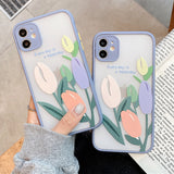 Oil Painting Tulip Flower Matte Phone Case Back Cover Camera Protection for iPhone 12 Pro Max/12 Pro/12/12 Mini/SE/11 Pro Max/11 Pro/11/XS Max/XR/XS/X/8 Plus/8 - halloladies
