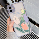 Oil Painting Tulip Flower Matte Phone Case Back Cover Camera Protection for iPhone 12 Pro Max/12 Pro/12/12 Mini/SE/11 Pro Max/11 Pro/11/XS Max/XR/XS/X/8 Plus/8 - halloladies