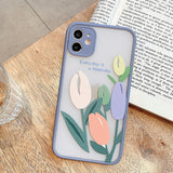 Oil Painting Tulip Flower Matte Phone Case Back Cover Camera Protection for iPhone 12 Pro Max/12 Pro/12/12 Mini/SE/11 Pro Max/11 Pro/11/XS Max/XR/XS/X/8 Plus/8 - halloladies