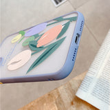 Oil Painting Tulip Flower Matte Phone Case Back Cover Camera Protection for iPhone 12 Pro Max/12 Pro/12/12 Mini/SE/11 Pro Max/11 Pro/11/XS Max/XR/XS/X/8 Plus/8 - halloladies