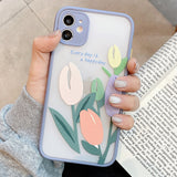 Oil Painting Tulip Flower Matte Phone Case Back Cover Camera Protection for iPhone 12 Pro Max/12 Pro/12/12 Mini/SE/11 Pro Max/11 Pro/11/XS Max/XR/XS/X/8 Plus/8 - halloladies