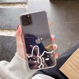 Rabbit Bear Clear Soft Phone Case Back Cover for iPhone 12 Pro Max/12 Pro/12/12 Mini/SE/11 Pro Max/11 Pro/11/XS Max/XR/XS/X/8 Plus/8 - halloladies