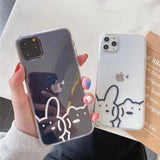 Rabbit Bear Clear Soft Phone Case Back Cover for iPhone 12 Pro Max/12 Pro/12/12 Mini/SE/11 Pro Max/11 Pro/11/XS Max/XR/XS/X/8 Plus/8 - halloladies