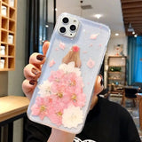 Real Dried Flower Lady Glitter Powder Soft Phone Case Back Cover for iPhone 12 Pro Max/12 Pro/12/12 Mini/SE/11 Pro Max/11 Pro/11/XS Max/XR/XS/X/8 Plus/8 - halloladies