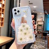 Real Dried Flower Lady Glitter Powder Soft Phone Case Back Cover for iPhone 12 Pro Max/12 Pro/12/12 Mini/SE/11 Pro Max/11 Pro/11/XS Max/XR/XS/X/8 Plus/8 - halloladies