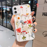 Real Dried Flower Transparent Soft Phone Case Back Cover for iPhone 12 Pro Max/12 Pro/12/12 Mini/SE/11 Pro Max/11 Pro/11/XS Max/XR/XS/X/8 Plus/8 - halloladies