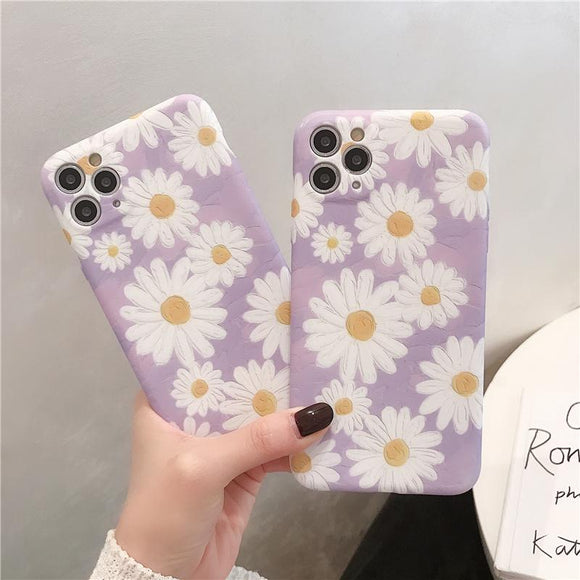 Retro Art Oil Painting Daisy Flower Soft Phone Case Back Cover for iPhone 12 Pro Max/12 Pro/12/12 Mini/SE/11 Pro Max/11 Pro/11/XS Max/XR/XS/X/8 Plus/8 - halloladies