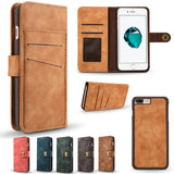 Leather Flip Wallet Multifunction Magnetic Phone Case Back Cover - iPhone XS Max/XR/XS/X/8 Plus/8/7 Plus/7/6s Plus/6s/6 Plus/6 - halloladies