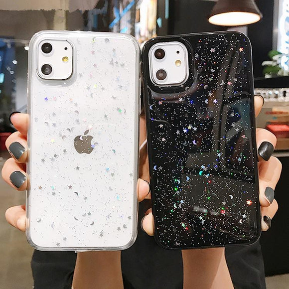 Shining Star & Moon Soft Phone Case Back Cover - iPhone 12 Pro Max/12 Pro/12/12 Mini/SE/11 Pro Max/11 Pro/11/XS Max/XR/XS/X/8 Plus/8 - halloladies