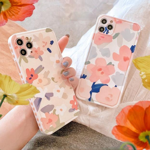 Side Love Oil Painting Flowers Silicone Soft Phone Case Back Cover for iPhone 12 Pro Max/12 Pro/12/12 Mini/SE/11 Pro Max/11 Pro/11/XS Max/XR/XS/X/8 Plus/8