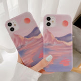 Sunset Oil Painting Hard Phone Case Back Cover for iPhone 12 Pro Max/12 Pro/12/12 Mini/SE/11 Pro Max/11 Pro/11/XS Max/XR/XS/X/8 Plus/8 - halloladies