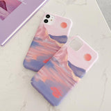 Sunset Oil Painting Hard Phone Case Back Cover for iPhone 12 Pro Max/12 Pro/12/12 Mini/SE/11 Pro Max/11 Pro/11/XS Max/XR/XS/X/8 Plus/8 - halloladies