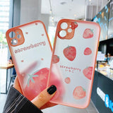 Sweet Fruit Strawberry Matte Soft Phone Case Back Cover for iPhone 12 Pro Max/12 Pro/12/12 Mini/SE/11 Pro Max/11 Pro/11/XS Max/XR/XS/X/8 Plus/8 - halloladies