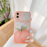 Sweet Peach Cute Cartoon Fruit Camera Protector Soft Phone Case Back Cover for iPhone 12 Pro Max/12 Pro/12/12 Mini/SE/11 Pro Max/11 Pro/11/XS Max/XR/XS/X/8 Plus/8 - halloladies