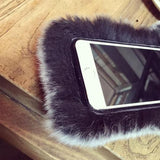 Fluffy Plush Rabbit Fur Ear Tail Soft Silicone Phone Case Back Cover for iPhone XS Max/XR/XS/X/8 Plus/8/7 Plus/7/6s Plus/6s/6 Plus/6 - halloladies