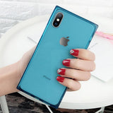 Silicone Square Transparent Phone Case Back Cover for iPhone 11 Pro Max/11 Pro/11/XS Max/XR/XS/X/8 Plus/8/7 Plus/7/6s Plus/6s/6 Plus/6 - halloladies