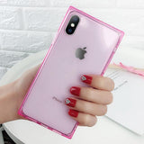 Silicone Square Transparent Phone Case Back Cover for iPhone 11 Pro Max/11 Pro/11/XS Max/XR/XS/X/8 Plus/8/7 Plus/7/6s Plus/6s/6 Plus/6 - halloladies