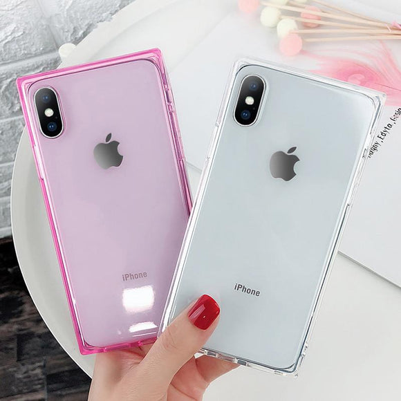 Silicone Square Transparent Phone Case Back Cover for iPhone 11 Pro Max/11 Pro/11/XS Max/XR/XS/X/8 Plus/8/7 Plus/7/6s Plus/6s/6 Plus/6 - halloladies