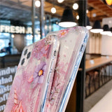 Cute Pink Unicorn Flower Love Heart Dynamic Liquid Quicksand Case for iPhone 12 Pro Max/12 Pro/12/12 Mini/SE/11 Pro Max/11 Pro/11/XS Max/XR/XS/X/8 Plus/8 - halloladies