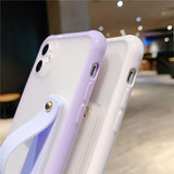 Wrist Strap Candy Color Transparent Soft Phone Case Back Cover for iPhone 12 Pro Max/12 Pro/12/12 Mini/SE/11 Pro Max/11 Pro/11/XS Max/XR/XS/X/8 Plus/8 - halloladies