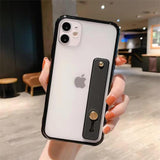 Wrist Strap Candy Color Transparent Soft Phone Case Back Cover for iPhone 12 Pro Max/12 Pro/12/12 Mini/SE/11 Pro Max/11 Pro/11/XS Max/XR/XS/X/8 Plus/8 - halloladies