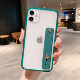 Wrist Strap Candy Color Transparent Soft Phone Case Back Cover for iPhone 12 Pro Max/12 Pro/12/12 Mini/SE/11 Pro Max/11 Pro/11/XS Max/XR/XS/X/8 Plus/8 - halloladies