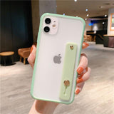 Wrist Strap Candy Color Transparent Soft Phone Case Back Cover for iPhone 12 Pro Max/12 Pro/12/12 Mini/SE/11 Pro Max/11 Pro/11/XS Max/XR/XS/X/8 Plus/8 - halloladies