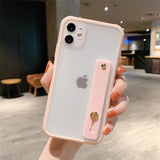 Wrist Strap Candy Color Transparent Soft Phone Case Back Cover for iPhone 12 Pro Max/12 Pro/12/12 Mini/SE/11 Pro Max/11 Pro/11/XS Max/XR/XS/X/8 Plus/8 - halloladies