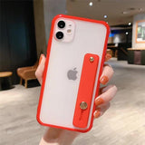 Wrist Strap Candy Color Transparent Soft Phone Case Back Cover for iPhone 12 Pro Max/12 Pro/12/12 Mini/SE/11 Pro Max/11 Pro/11/XS Max/XR/XS/X/8 Plus/8 - halloladies