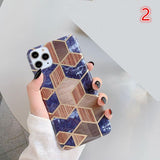 Geometric Patchwork Marble Pattern Hard PC Phone Case Back Cover - iPhone 11/11 Pro/11 Pro Max/XS Max/XR/XS/X/8 Plus/8/7 Plus/7 - halloladies