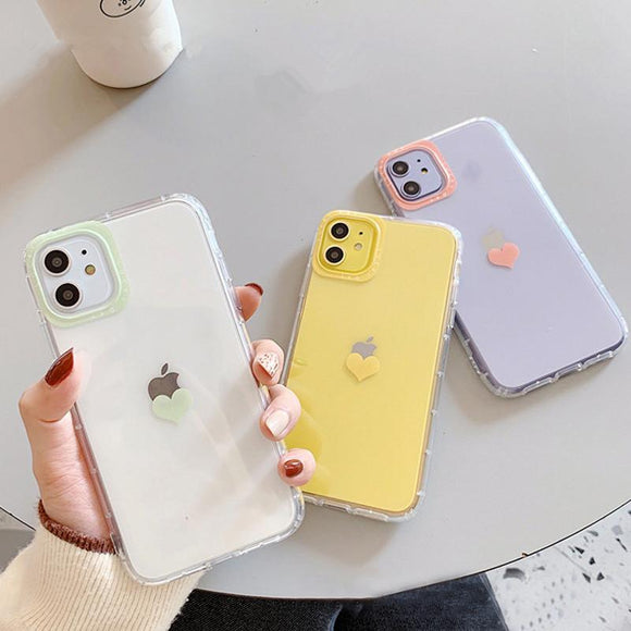 Simple Love Heart Transparent Shockproof Bumper Soft Phone Case Back Cover - iPhone 11/11 Pro/11 Pro Max/XS Max/XR/XS/X/8 Plus/8/7 Plus/7 - halloladies