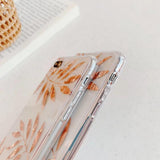 Transparent Gold Leaves Soft Phone Case Back Cover for iPhone 12 Pro Max/12 Pro/12/12 Mini/SE/11 Pro Max/11 Pro/11/XS Max/XR/XS/X/8 Plus/8 - halloladies