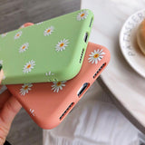 Candy Color Sweet Daisy Flowers Soft Phone Case Back Cover for iPhone 12 Pro Max/12 Pro/12/12 Mini/SE/11 Pro Max/11 Pro/11/XS Max/XR/XS/X/8 Plus/8 - halloladies