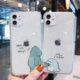Ctue Cartoon Dinosaur Soft Phone Case Back Cover for iPhone 12 Pro Max/12 Pro/12/12 Mini/SE/11 Pro Max/11 Pro/11/XS Max/XR/XS/X/8 Plus/8/7 Plus/7 - halloladies