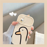 Cartoon Duck Solid White Color Camera Lens Protection Case for iPhone